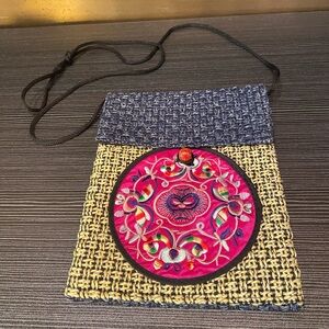 Vintage Woven Embroidered Multicolor Boho Crossbody Purse LIKE NEW